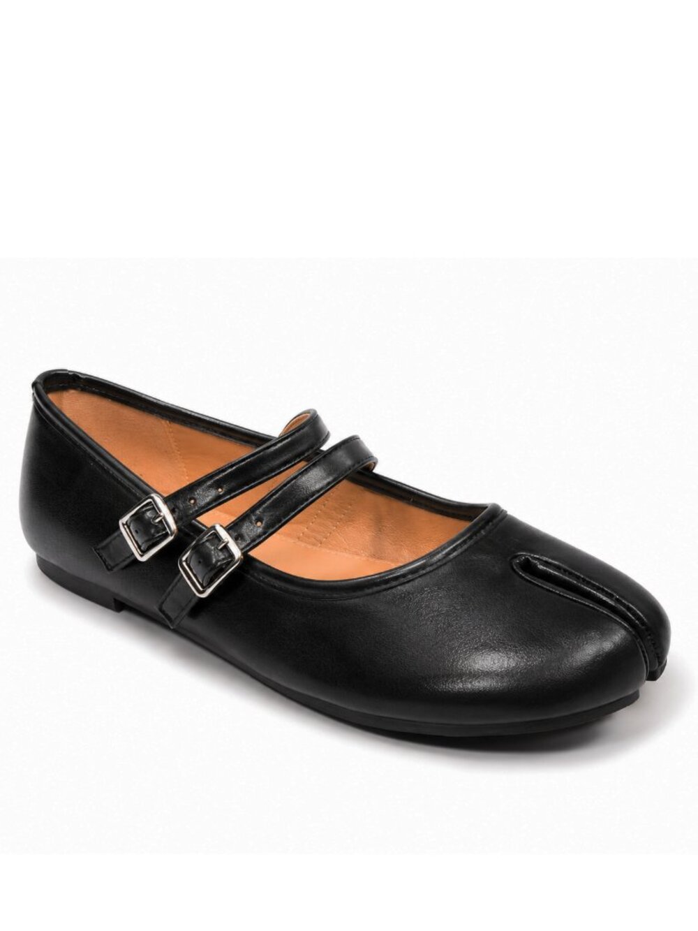 TAN MARYJANE DOUBLE STRAP TABI SPLIT TOE FLATS